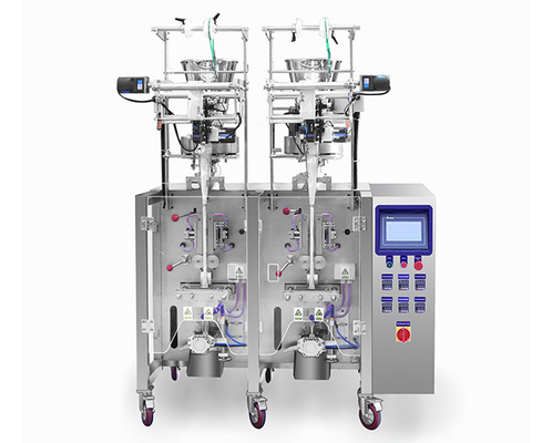 Linhas de dobro malote pequeno automático vertical dos petiscos da máquina de embalagem do grânulo
