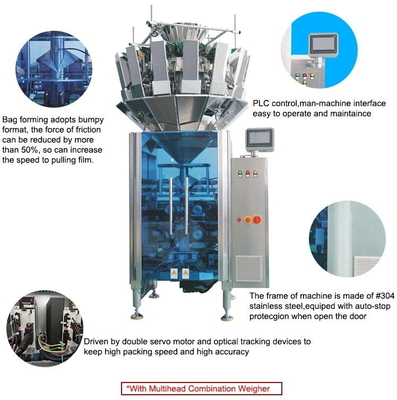 Máquina de embalagem automática vertical do grânulo de Vffs que pesa o grande tamanho de ensaque