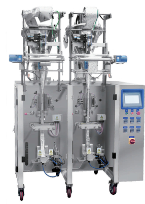 Linhas de dobro malote pequeno automático vertical dos petiscos da máquina de embalagem do grânulo