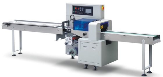 Máquina horizontal automática giratória do bloco do fluxo com puxar o filme para cima